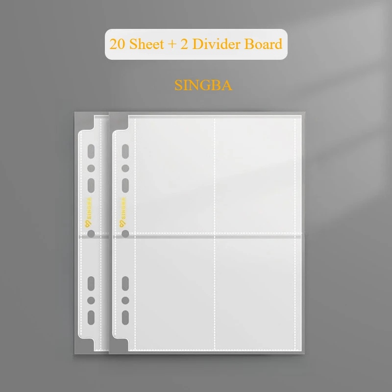 SINGBA Binder Pages 22 Sheet Pack Matte Clear Photocard Holder Binder Refills Sleeve Acid Free for 3