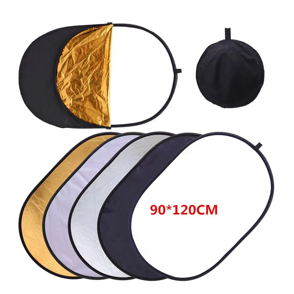 -in-1 รูปไข่แบบพกพาพับได้หลายแผ่นการถ่ายภาพกล้องถ่ายภาพแสงสะท้อนแสง 90x120 ซม