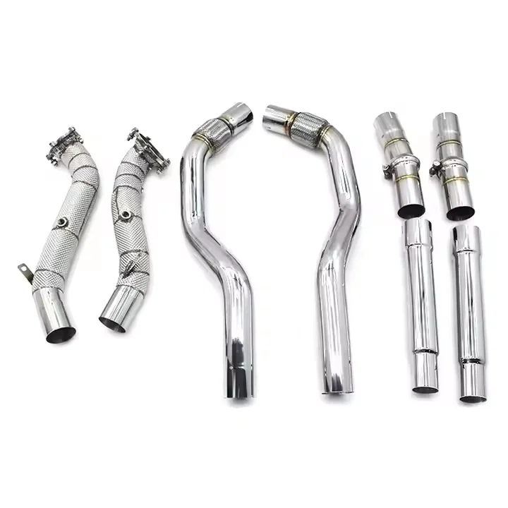 

OBM EXHAUST Downpipe For Audi S8 Auto Parts Exhaust Stainless Steel Free Flow Pipe With Heat Shield Straight Header Exhaust Pipe
