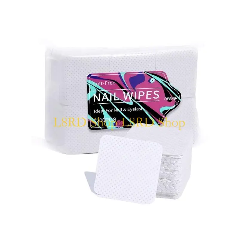 L8rd Nonlinting Dail Pipes 1200pcs المسامير البولندية مزيل وسادات رموش قابلة للامتصاص تمديد مناديل تنظيف