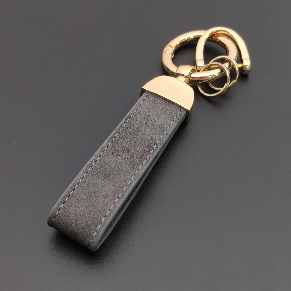 Stainless Steel Leather Minimalist Car Keychain Pendant Personalized Key Ring Creative Keyring Exquisite Gift