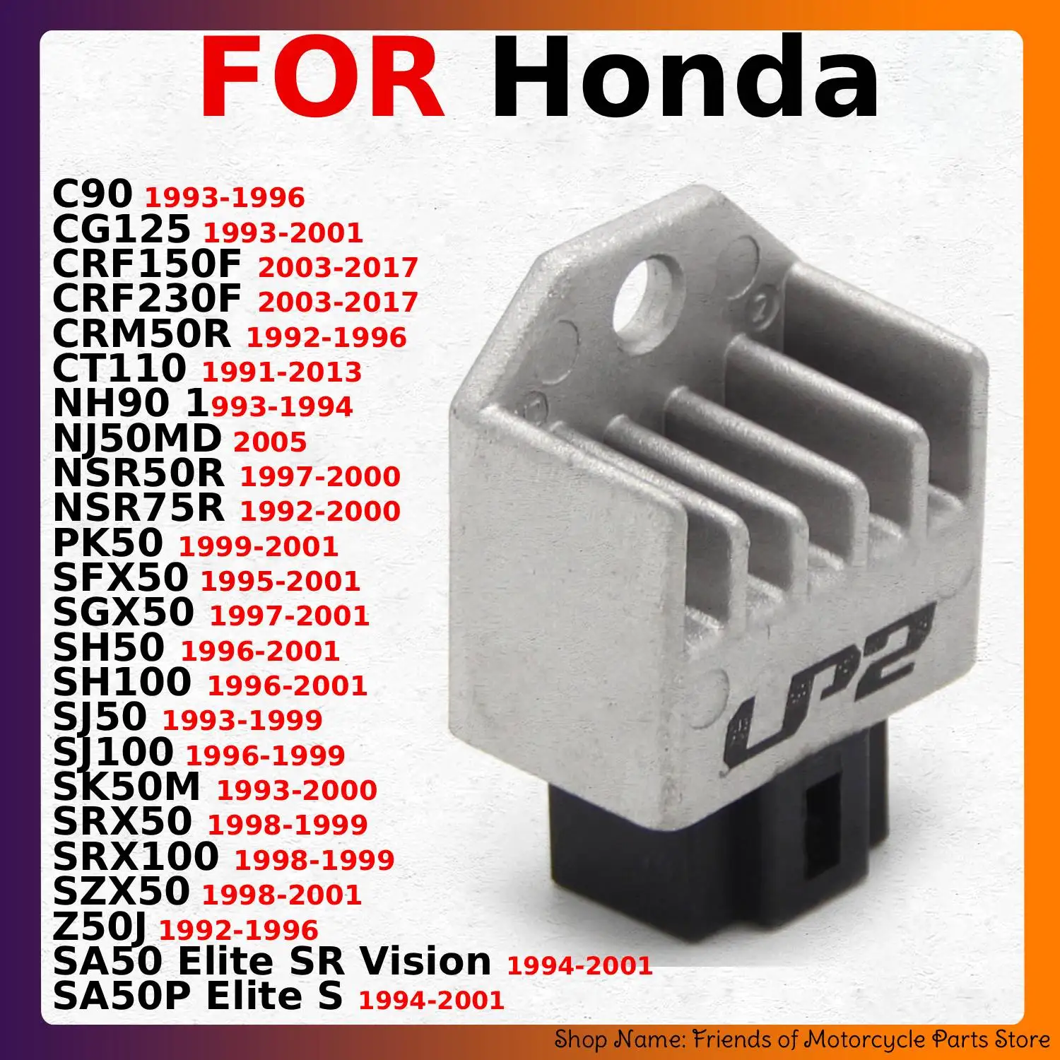 Regulator Rectifier For Honda C90 CG125 CRF150F CRF230F CRM50R CT110 NH90 NJ50MD NSR50R NSR75R PK50 SA50 SA50P SFX50 SGX50 SH50