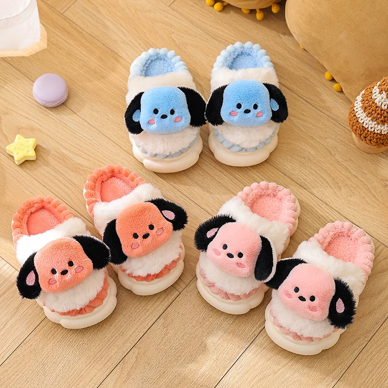 

Sanrio Pochacco Cotton Slippers Soft Bottom Anti-Slip Children Anime Figure Winter Casual Shoes Indoor Kawaii Cartoon New Style