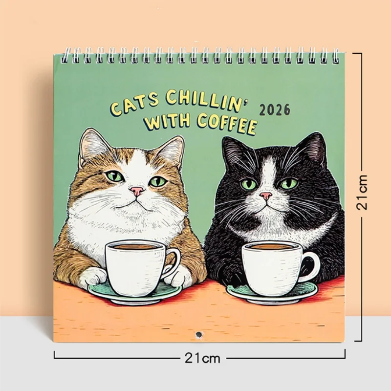 Retro Cute Cat Desktop Calendar 2026 Decorative Table Calendar Wall-Mount Optional Planner Organizer F7950