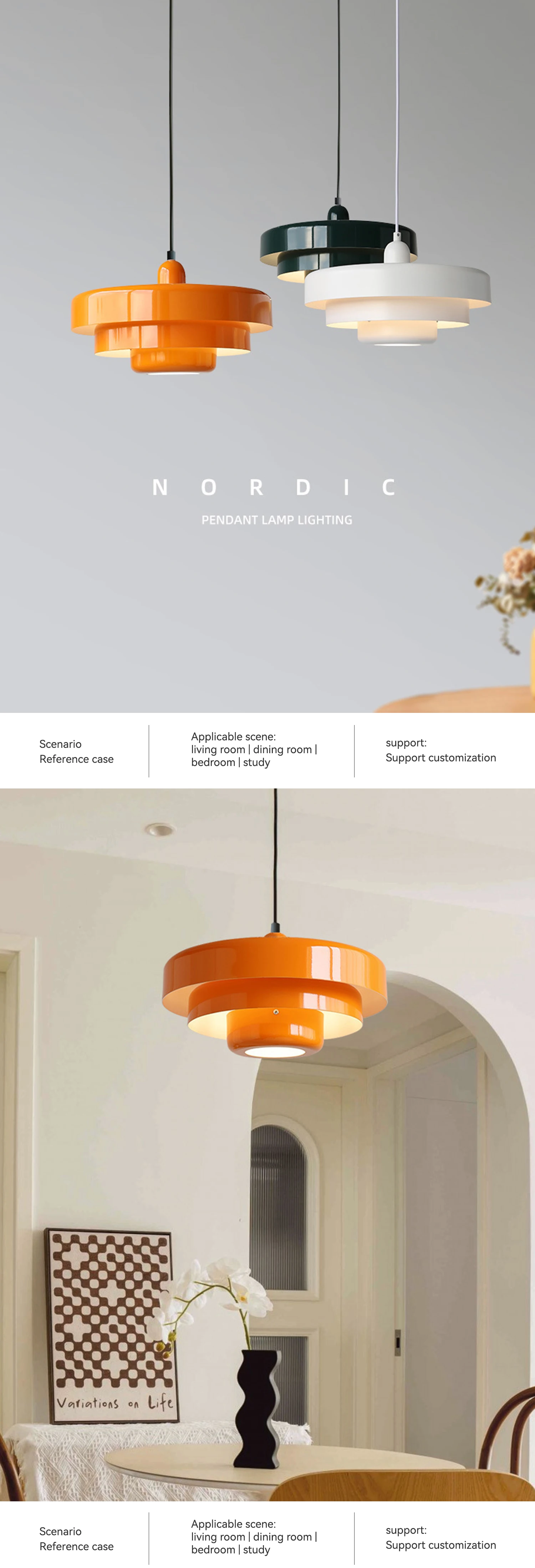 Medieval Retro Orange Pendant Lamp Dining Room Restaurant Home Decor LED Ceiling Chandelier Lighting for Cafe Bar Hanging Lights