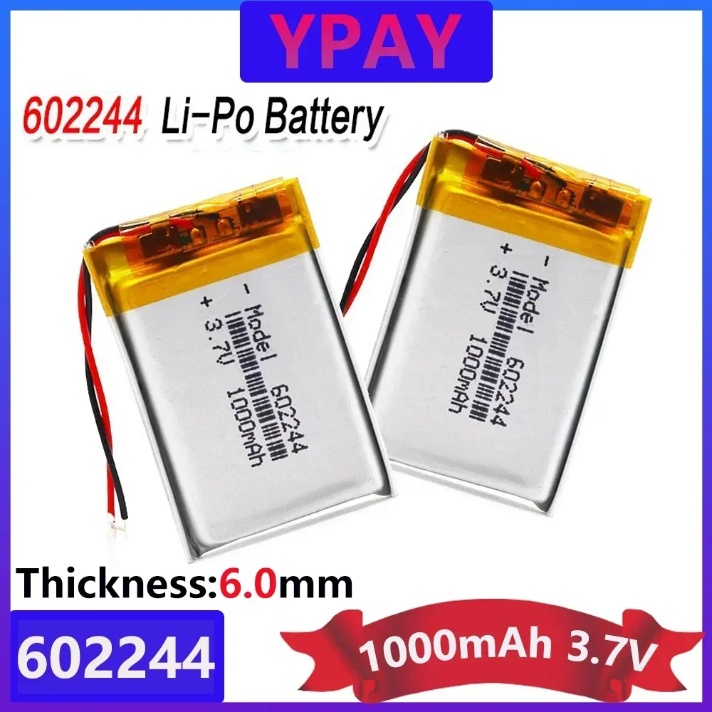 1-10 Polymer Battery 1000mAh 3.7V 602244 Smart Home MP3 Speakers Li-ion Battery For Dvd,GPS,mp3,mp4,mp5 Cell Phone,Speaker