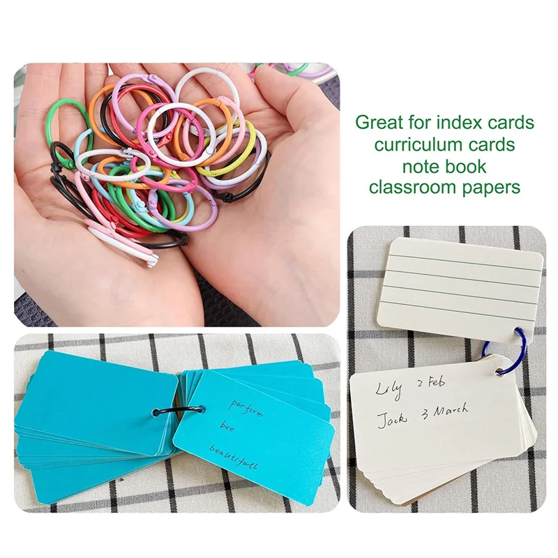 A56X Colorful Loose Leaf Binder Rings Metal Book Rings Paper Rings For Index Cards Notebook Keychain Key Ring For Office Use