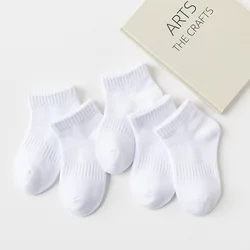 Chaussettes d'été en coton pour enfants, lot de 5 paires, à la mode, noir, blanc, gris, pour enfants de 1 à 12 ans, adolescent, étudiant, bébé fille, garçon, nouvelle collection 2023