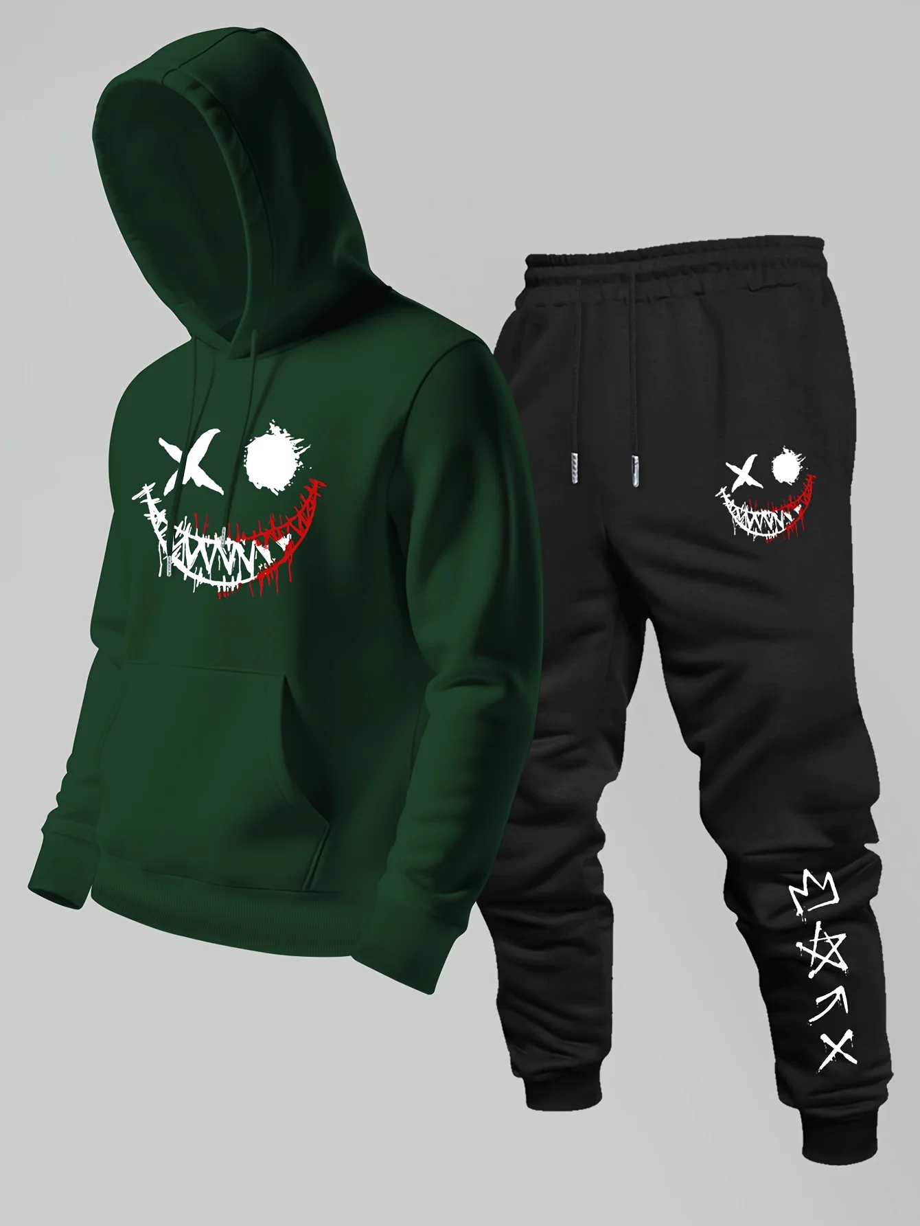 Dark expression y2k hoodie, street trend brand hoodie, men's sports hoodie set, autumn and winter personalized hoodie,