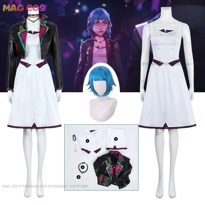 

asdh8@Arcane2 jinx Cosplay Fantasy Women Dress Coat Costume Young Wig Roleplay Outfit Hallowen Game LOL Disguise Carnival C