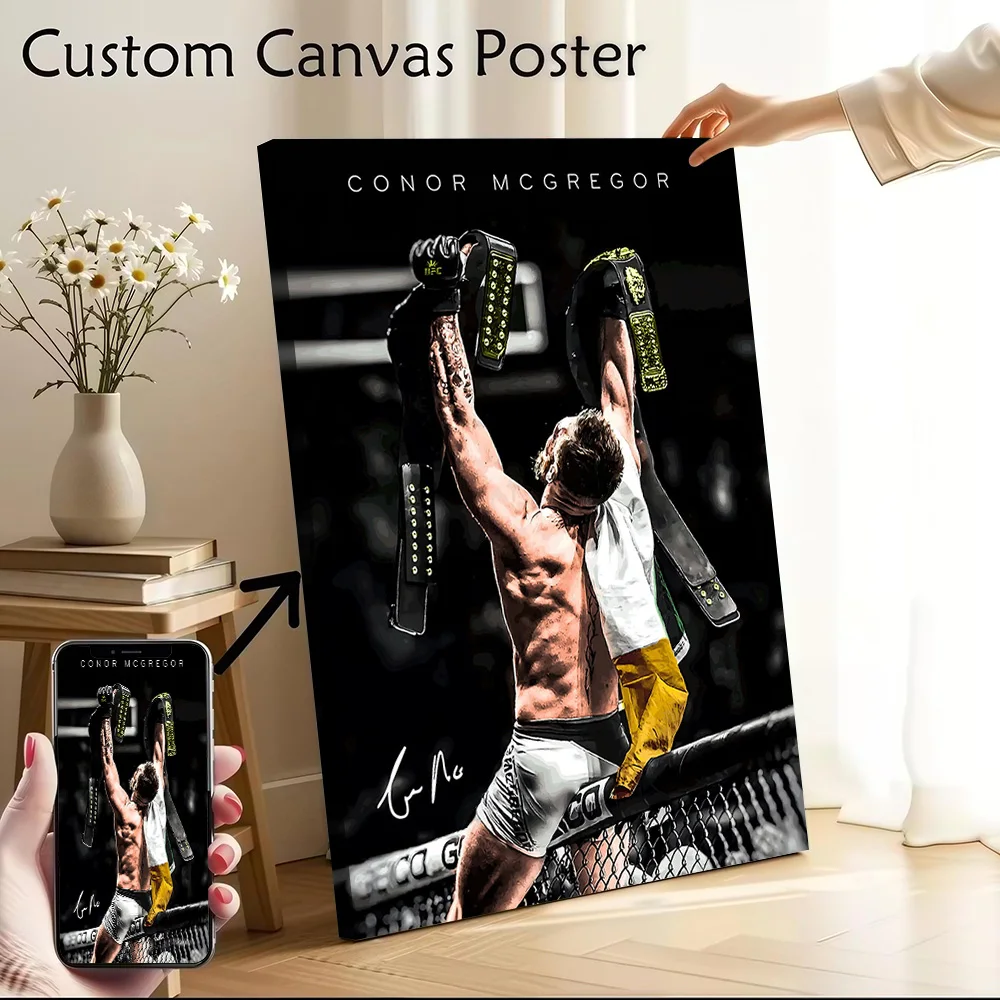 Conor McGregor Holding Championship Belts Canvas Poster Customizable Pictures Wall Art Canvas Painting for Bedroom Decoration
