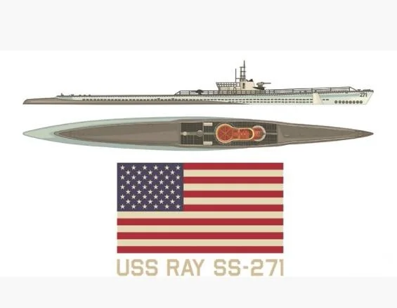 USS Ray SS 271 American WW2 Submarine USA Flag Diagram Gift Print Cap