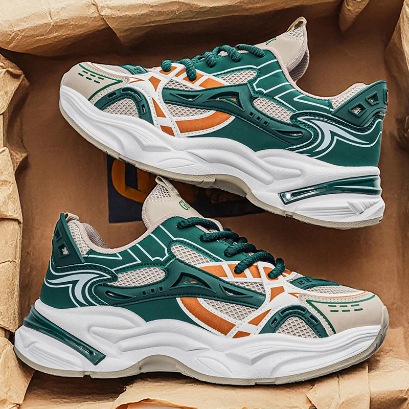 Men's mesh Chunky sneakers four seasons new soft sole outdoor running shoes fashion casual breathable light speed sports shoes