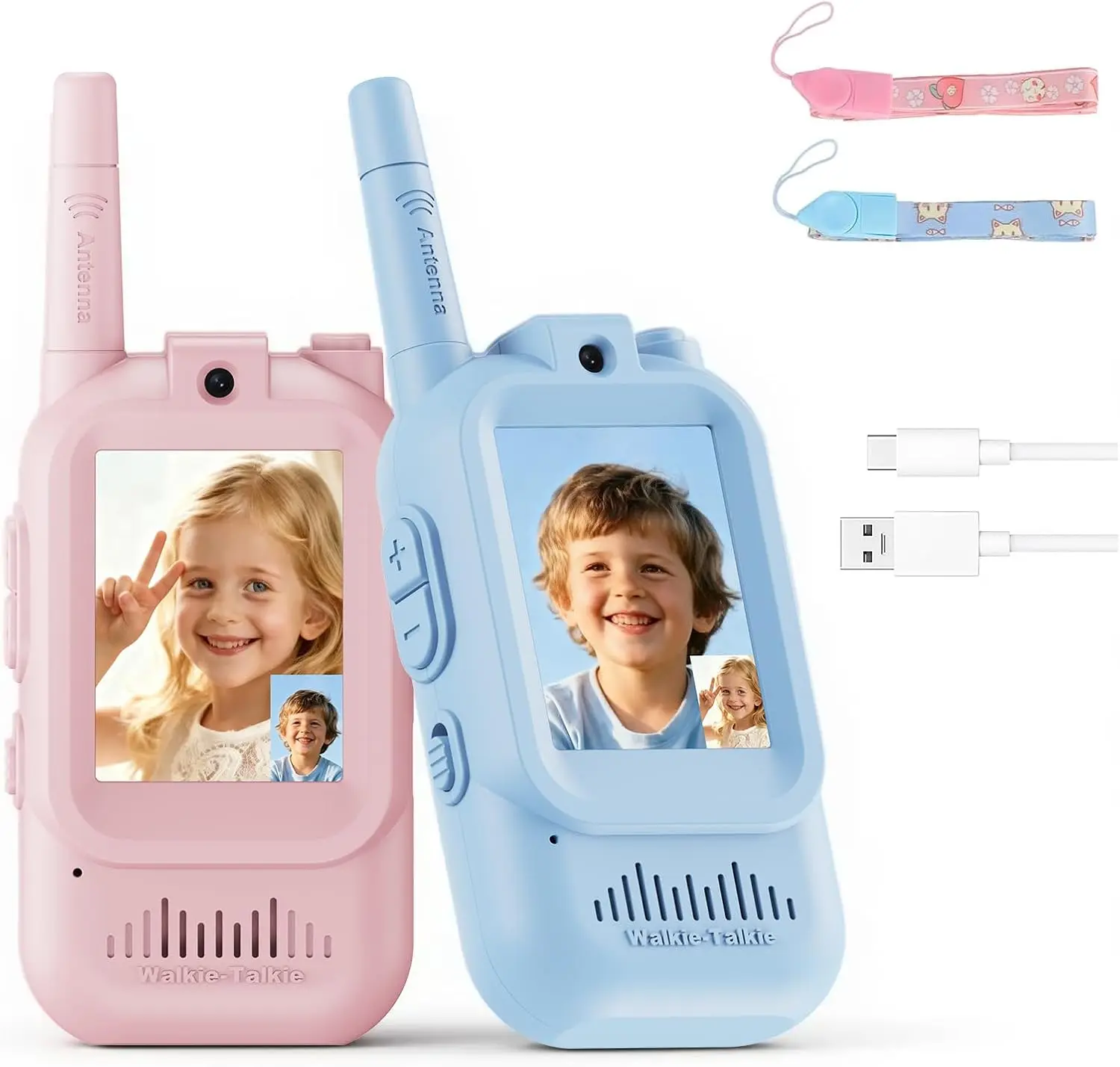 

2 Pack Rechargeable Kids Video Walkie Talkies with HD Camera & Voice Changer for Boys Girls Birthday Toys Gift Games Ages 3-12