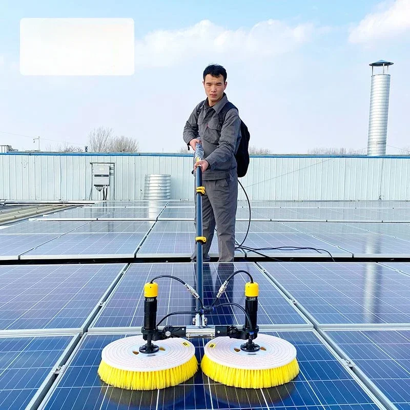 Sunnysmiler PV cleaning brush solar panel cleaning tools extending water fed wash brush Telescopic pole spin scrubber equipment