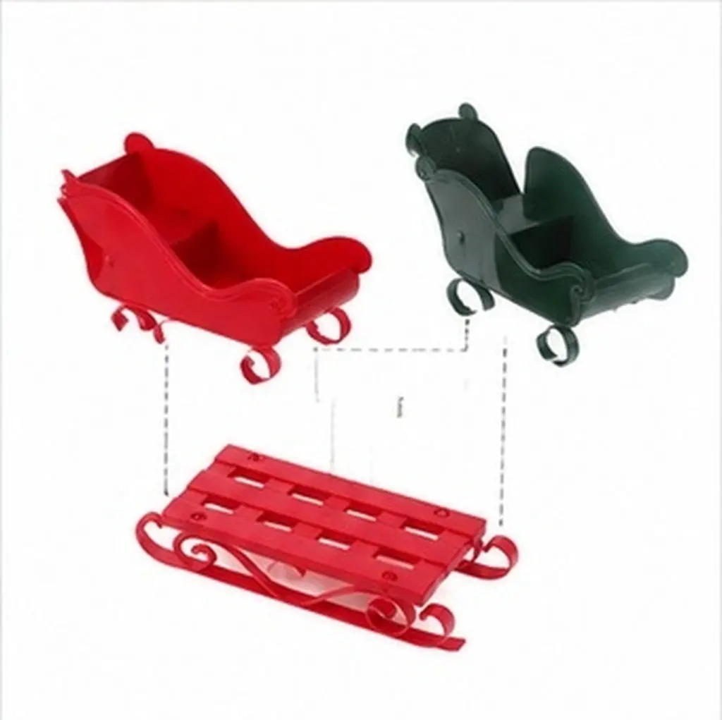 3 Pcs Christmas Decorations Mini Sleigh Desktop Sled Crafts Table Holiday Adornment