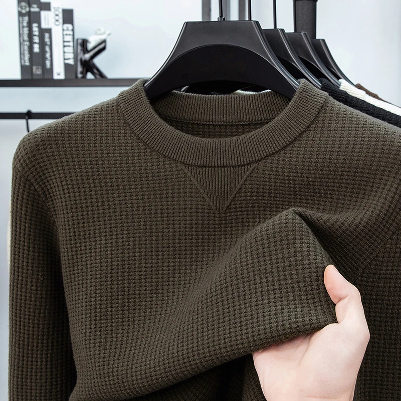 

Autumn and Winter Clothing Men's Round Neck Thick High-end Knitted Sweater 2025 New Casual Jacquard Warm Base Sweater Sweater