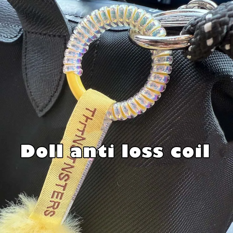 2-6 pcs For Labubu Anti-drop Keychain Buckle with Silicone Rope Protection Ring Colorful Winding Fixed Anti Drop Keyring