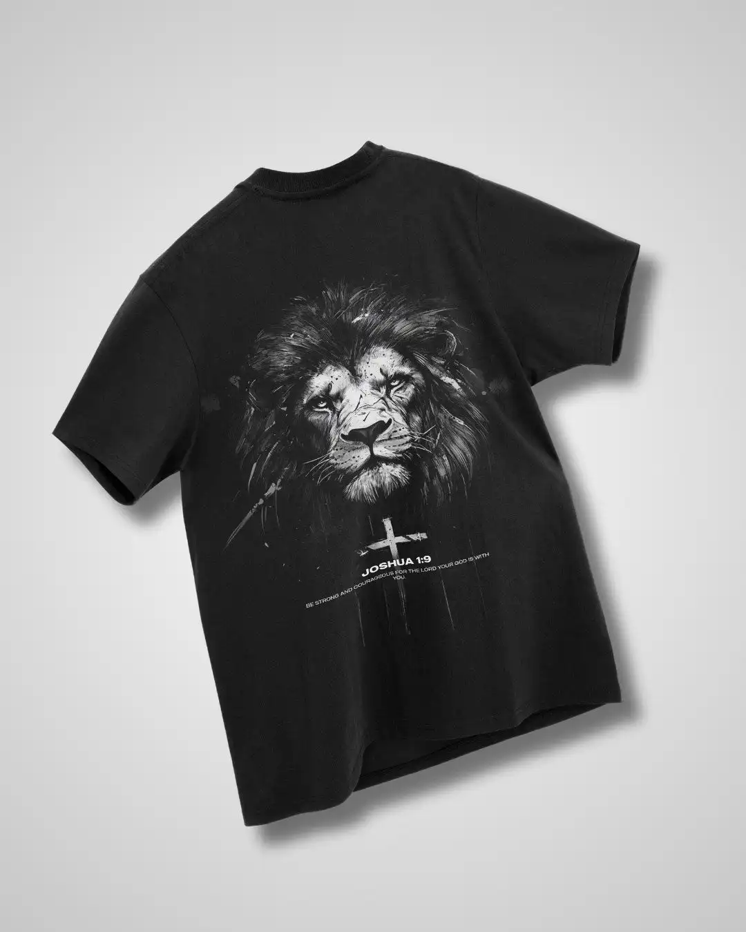 New Joshua 1_9 Lion Oversized T-Shirt  _ Perfect for Bodybuilders & Powerlifters
