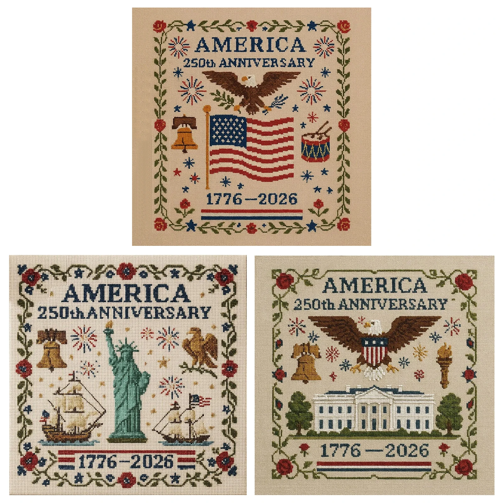 Zestaw do haftu krzyżykowego z okazji rocznicy Ameryki, pełny haft, haft krzyżykowy z nadrukiem, sztuka DIY, rękodzieło z nici, prezent dla przyjaciół
