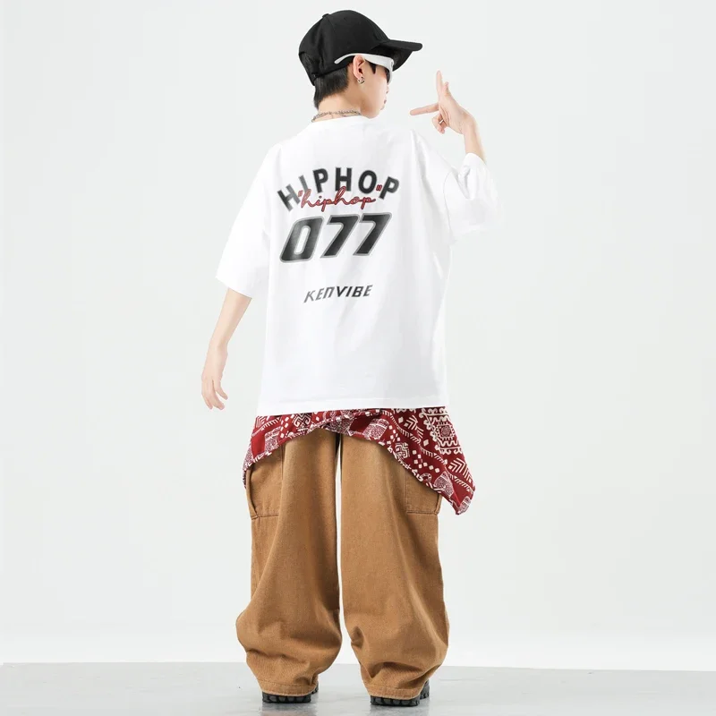 Meninos hip hop denim colete solto carga calças jeans meninas dança de rua corredores crianças jazz k-pop conjuntos de roupas crianças streetwear