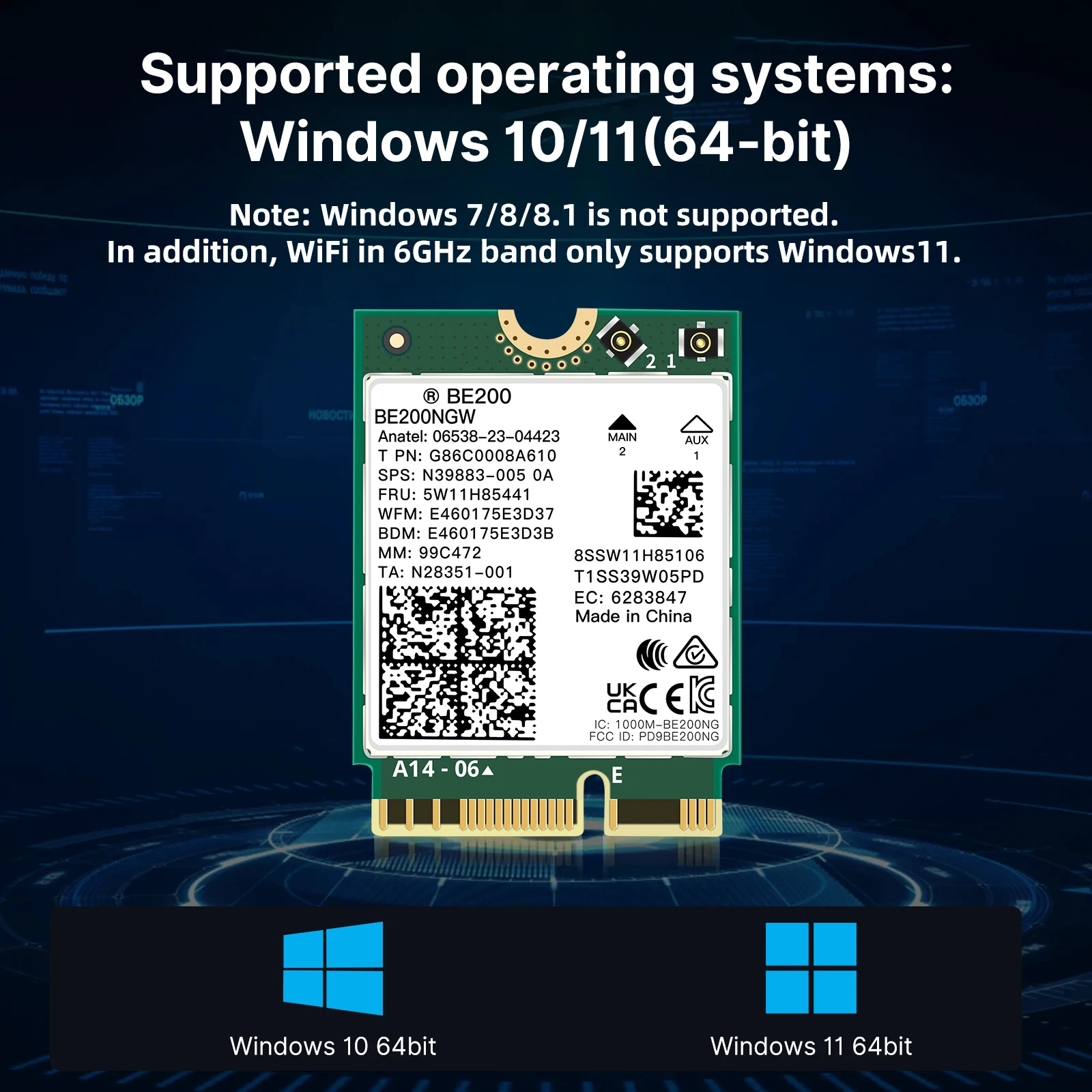 WiFi7 BE200NGW trójzakresowy NGFF Adapter Wifi Bluetooth 5.4 BE200 M.2 klucz bezprzewodowy do komputera/laptopa dla Win10/11 lepszy AX210/AX200