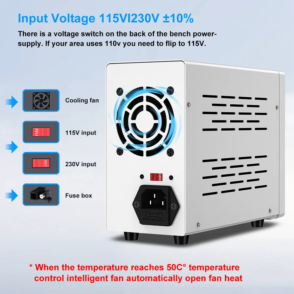 Imagem -06 - Wanptek-fonte de Alimentação dc Ajustável 3a Lab Power Supply Usb Fast Charge Display Manutenção de Envelhecimento Novo Ga3010b 32v 10a