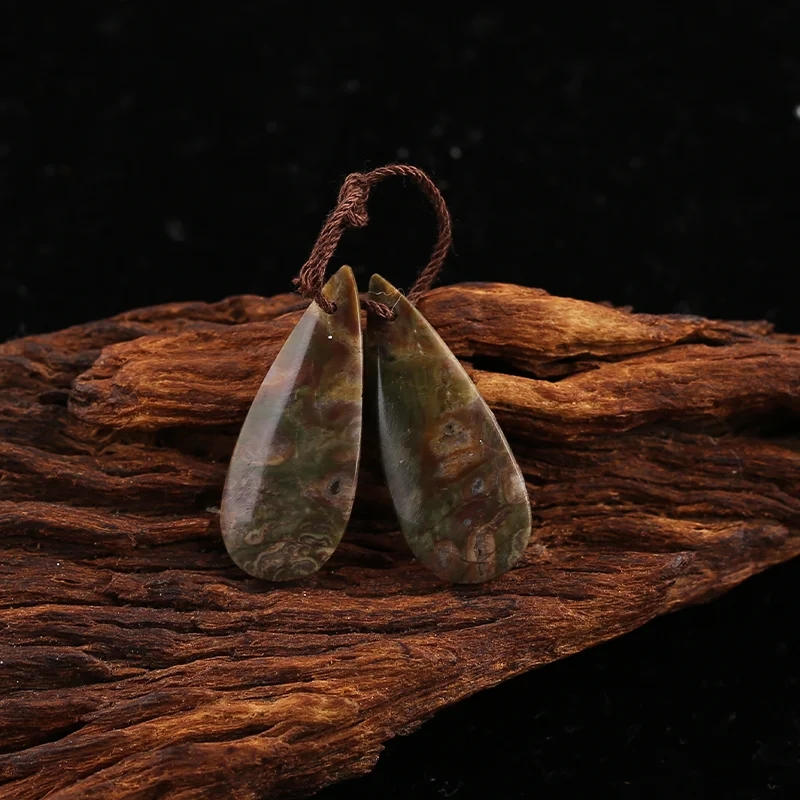 B&F Mushroom Jasper Drop Earring Beads for Jewelry Making, Handmade Natural stones beads, Stones for jewelry Making Supplies