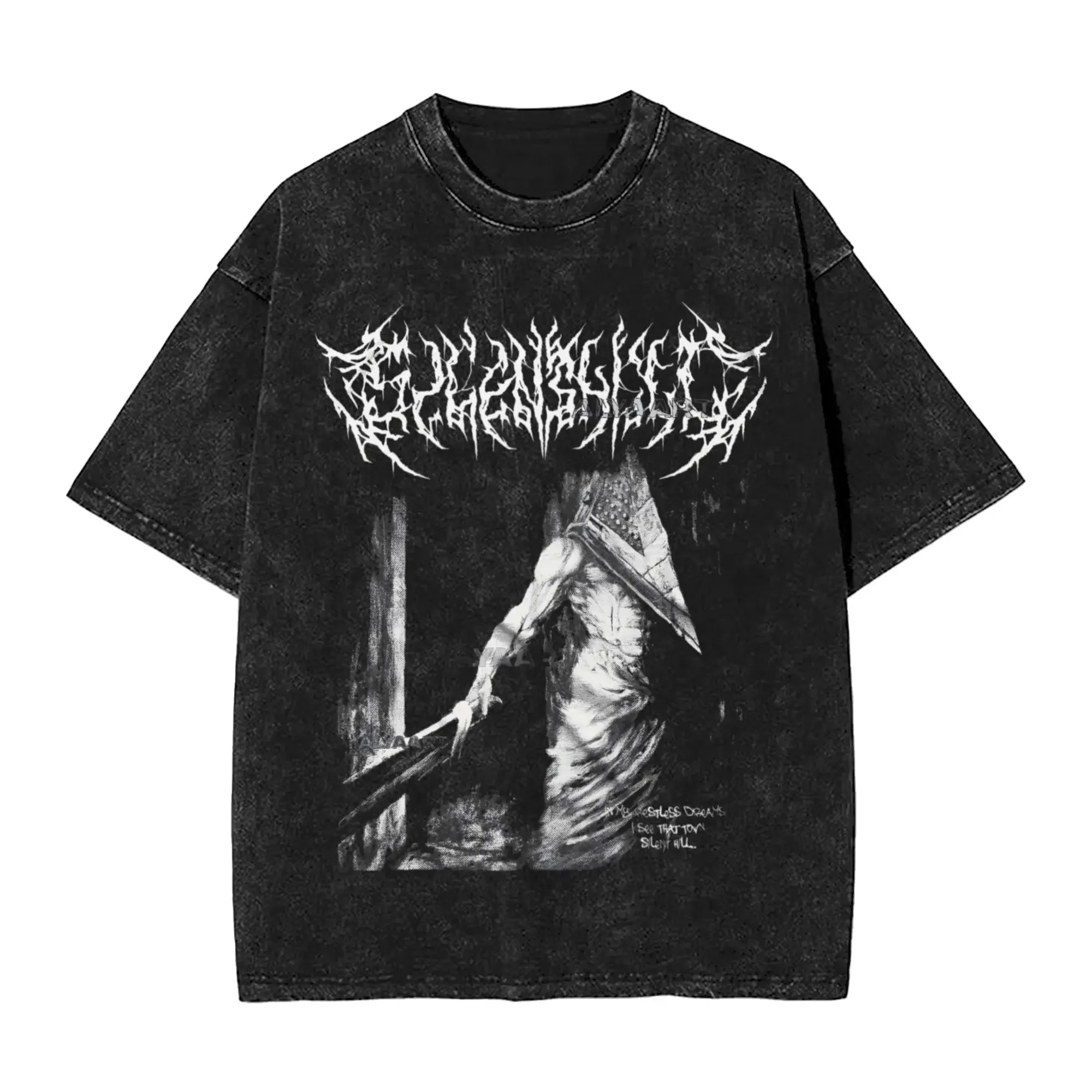 

Classic Top Game Silent Hill Graphic 100% Pure Cotton Printed Washed T-shirt Vintage Hip Hop for Man Short Sleeve Breathable Tee