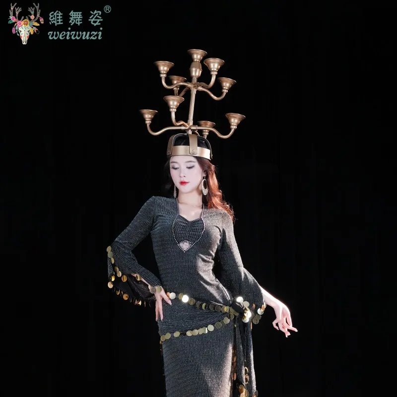 

Dancer Belly Dance Candle Holder Oriental Stage Performance Props Nine Detachable Lightweight Simulation Candle Candle Holder