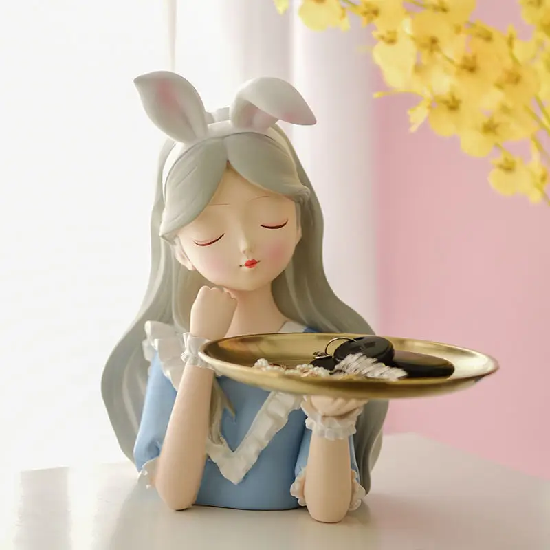 

Alice tray storage resin crafts home porch bow Bunny decorations ornaments