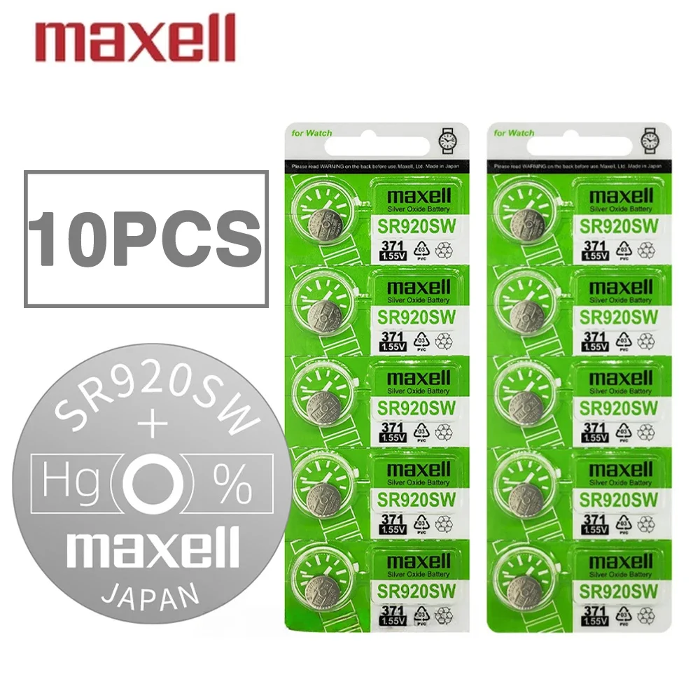 10PCS Original-MAXELL AG6 371 SR920SW LR920 SR927 171 370 L921 LR69 SR920 Button Batteries for Watch Toys Remote Cell Coin