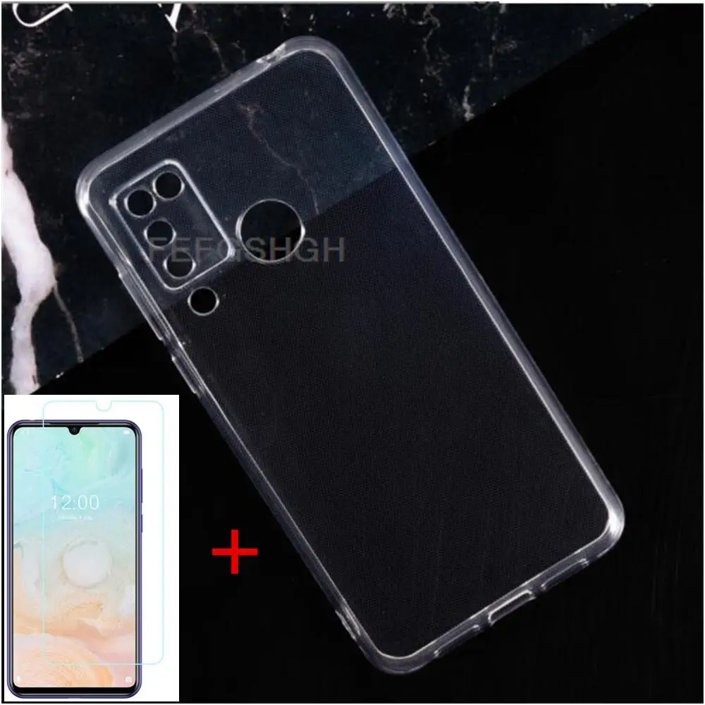 Anti-knock Soft TPU Phone Case For Doogee N20 Pro Silicone Cover Bumper Tempered Glass For Doogee N20Pro 6.3\