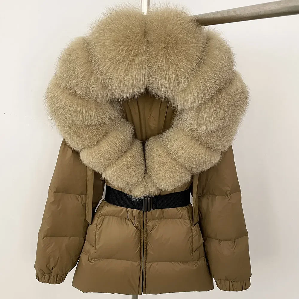 

Real Fox Fur Hooded Thick Warm White Duck Down Coat Female Waterproof Parka 2024 Fashion Winter Puffer Down Jacket Women