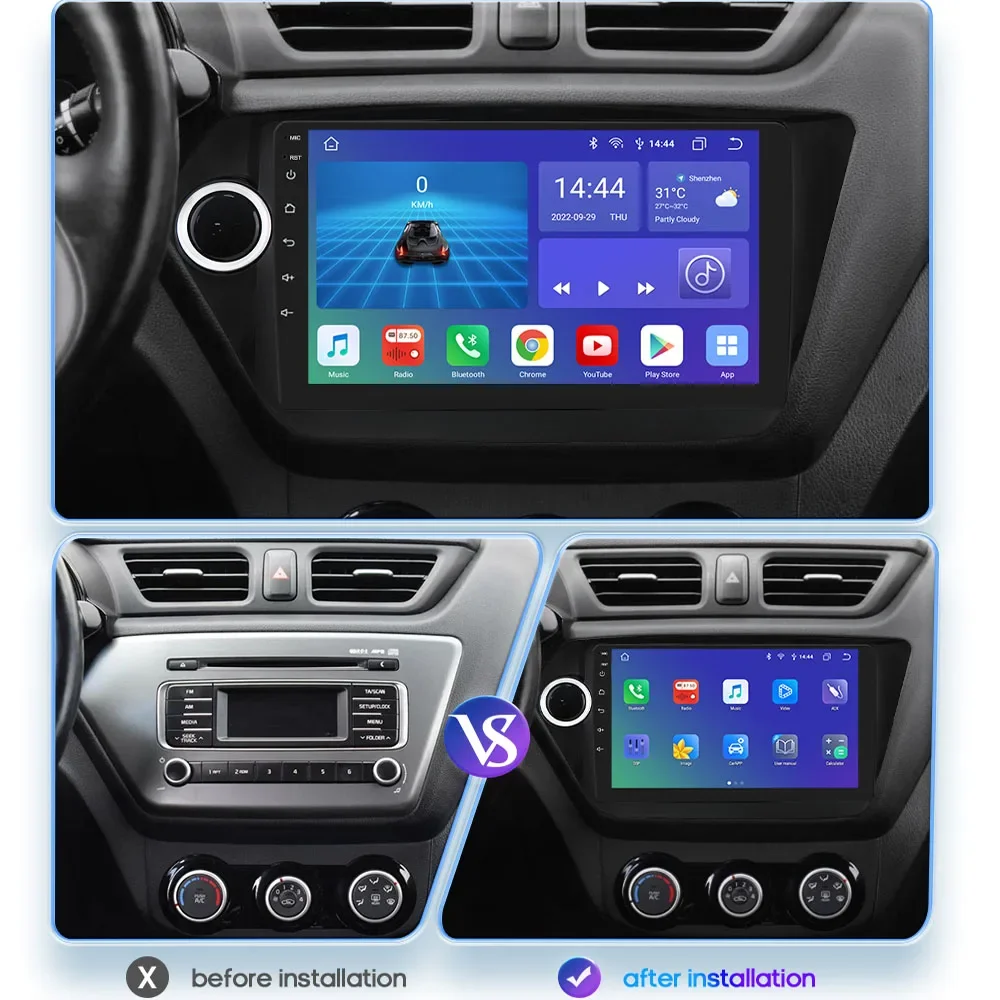 2Din Android Car Radio Multimedia for Kia RIO 3 2011 - 2015 K2 2din Auto Stereo Video Audio Player GPS Carplay Autoradio