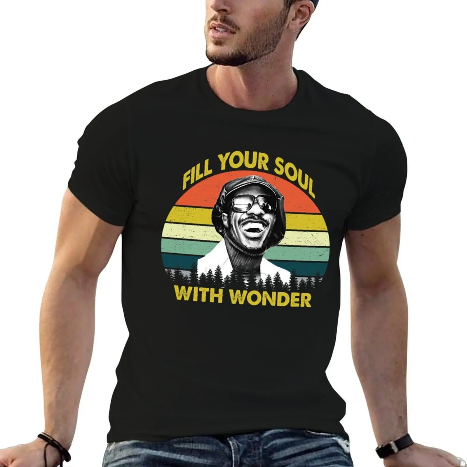

Vintage Stevie Fill Your Soul with Wonder Retro T-Shirt man t shirt luxury man t shirts cotton T-Shirt