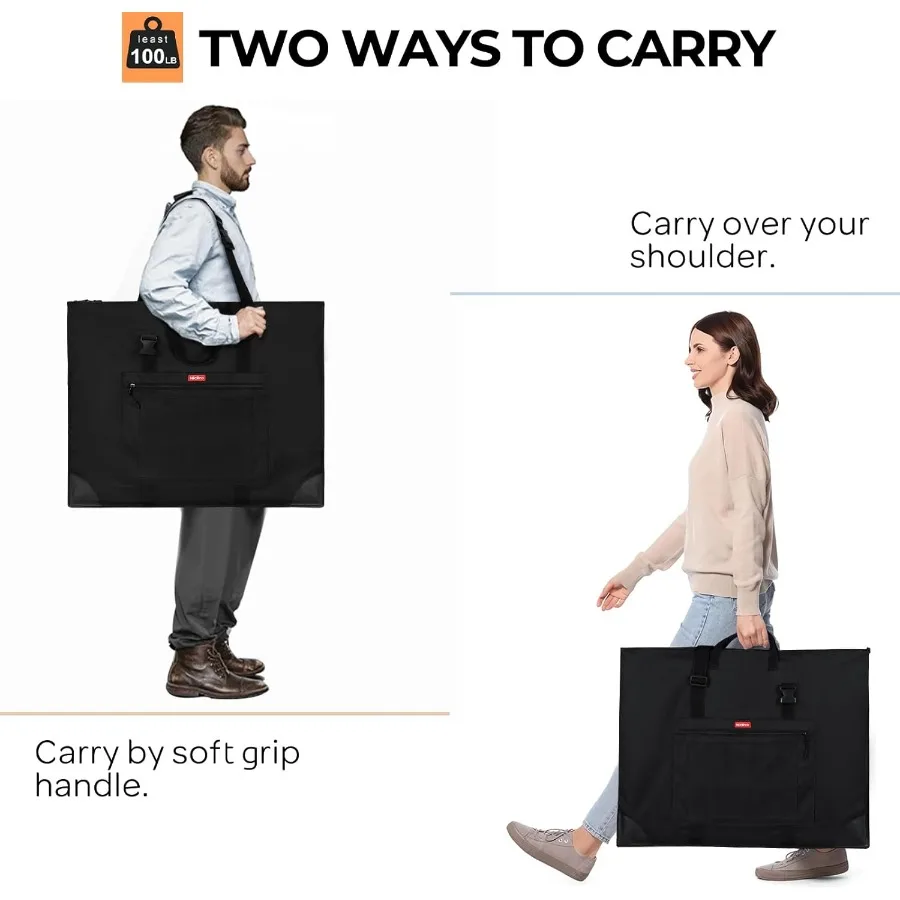 حافظة فنية كبيرة الحجم للفنانين مع زوايا جلدية وتصميم توسيع جانبي ومحفظة تخزين مقاومة للماء