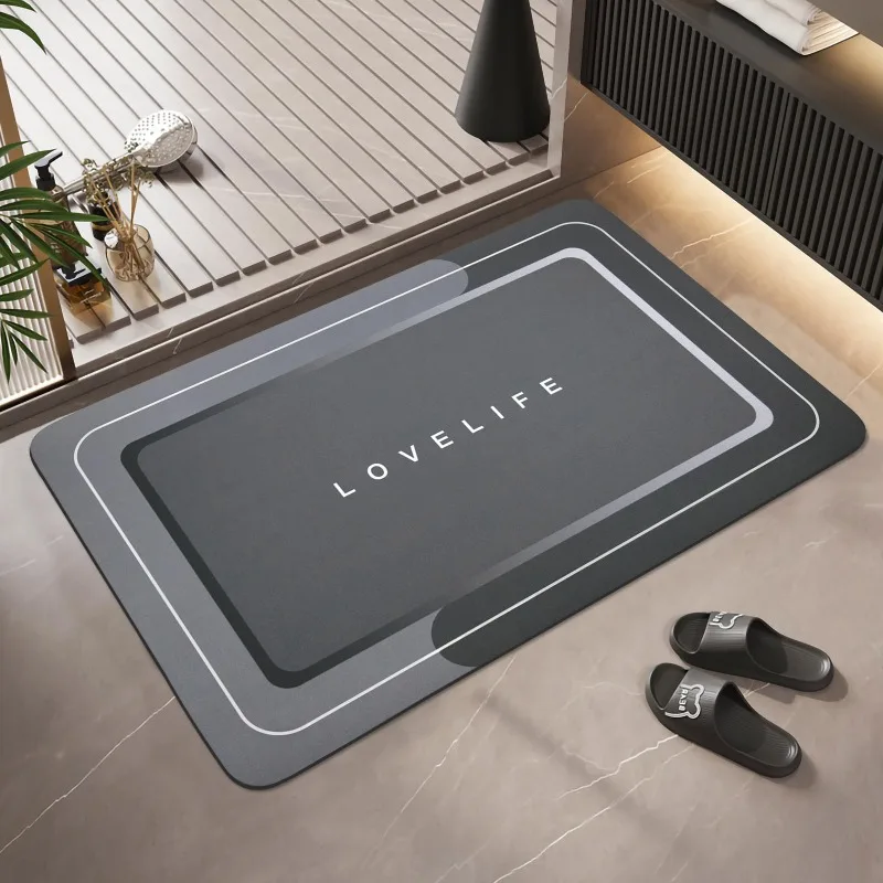 باب الحمام، الحمام، امتصاص الماء، غير قابل للانزلاق، حصيرة أرضية الطين المشطورة، الحمام، حصيرة سيليكون سريعة الجفاف، سجادة ناعمة #1