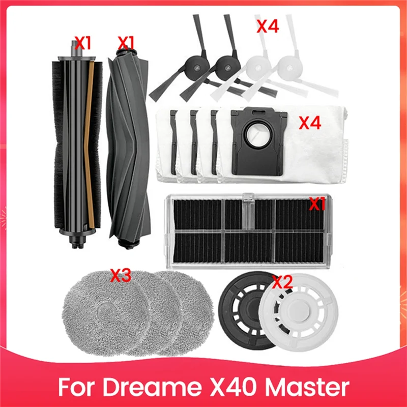 

SEWS-16PCS Brush Mop Cloth Filter Dust Bag And Mop Cloth Holder Kit For Dreame X40 Master Vacuum Cleaner Replacement Parts