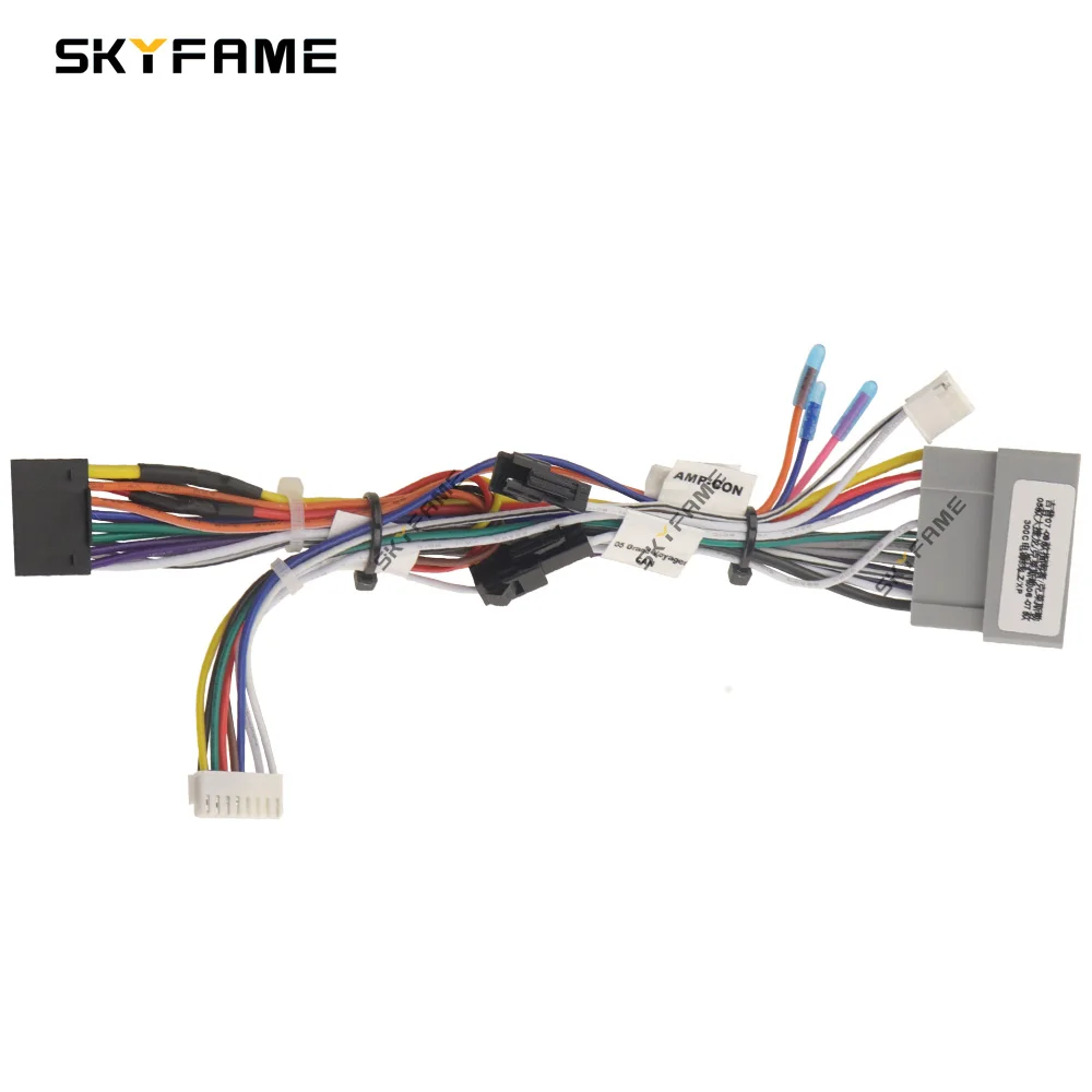 SKYFAME-Adaptador de arnés de cableado de 16 pines para coche, decodificador de caja Canbus, Cable de alimentación Android para Jeep Commander Chrysler 300C Pacifica