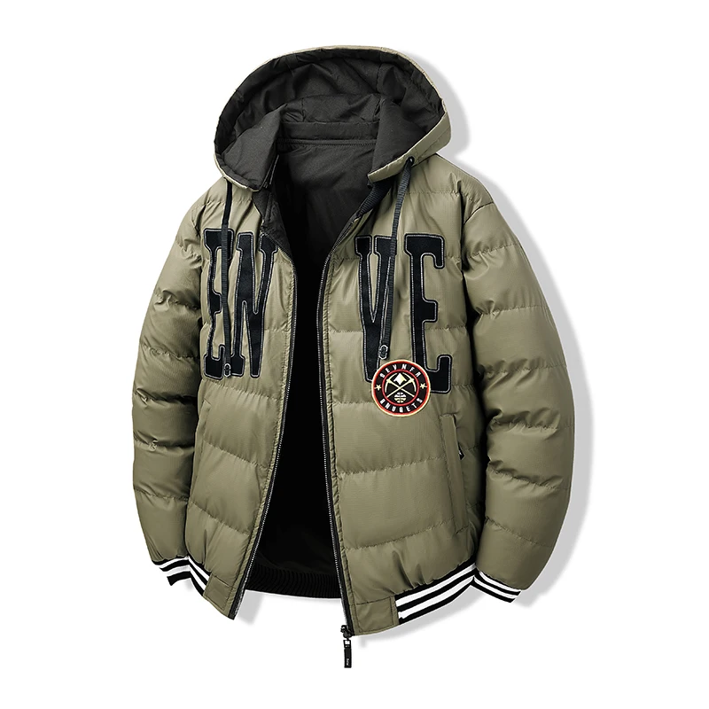 Cappello rimovibile casual da uomo all'aperto Mantieni caldo Parka Cappotto da indossare su due lati di nuova moda Comfort invernale Ispessimento Stampa Top da uomo