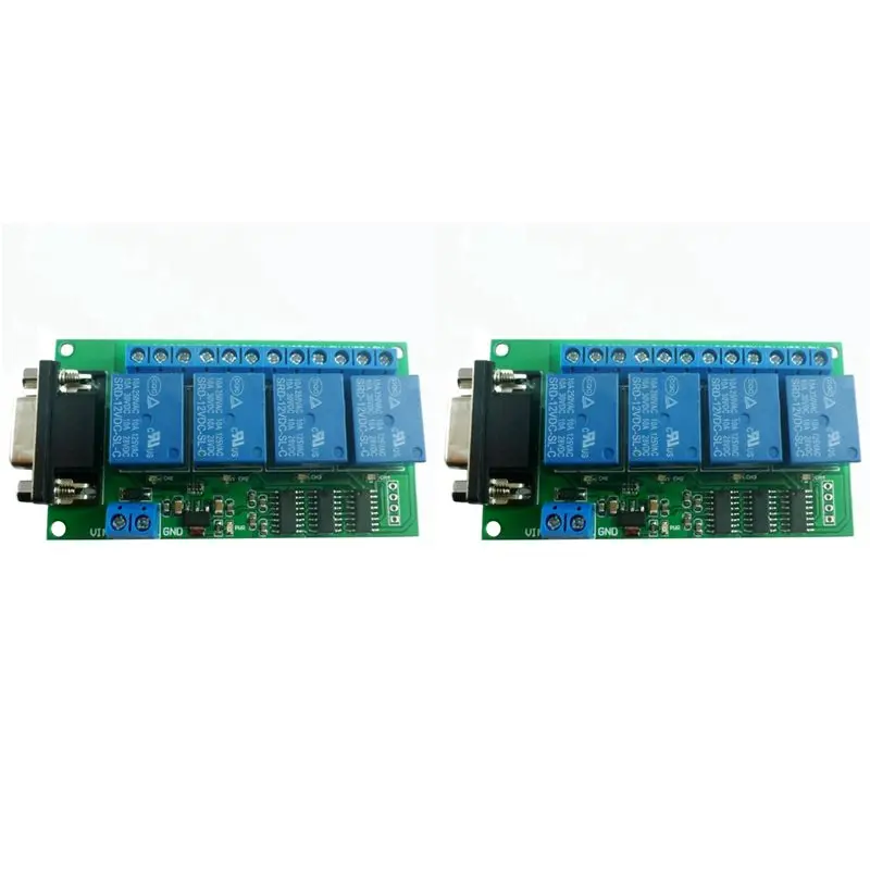 2X DC 12V 4 Channel RS232 Relay Board PC USB DB9 Interface Relay Module Serial Port Remote Control Switch-ABIU