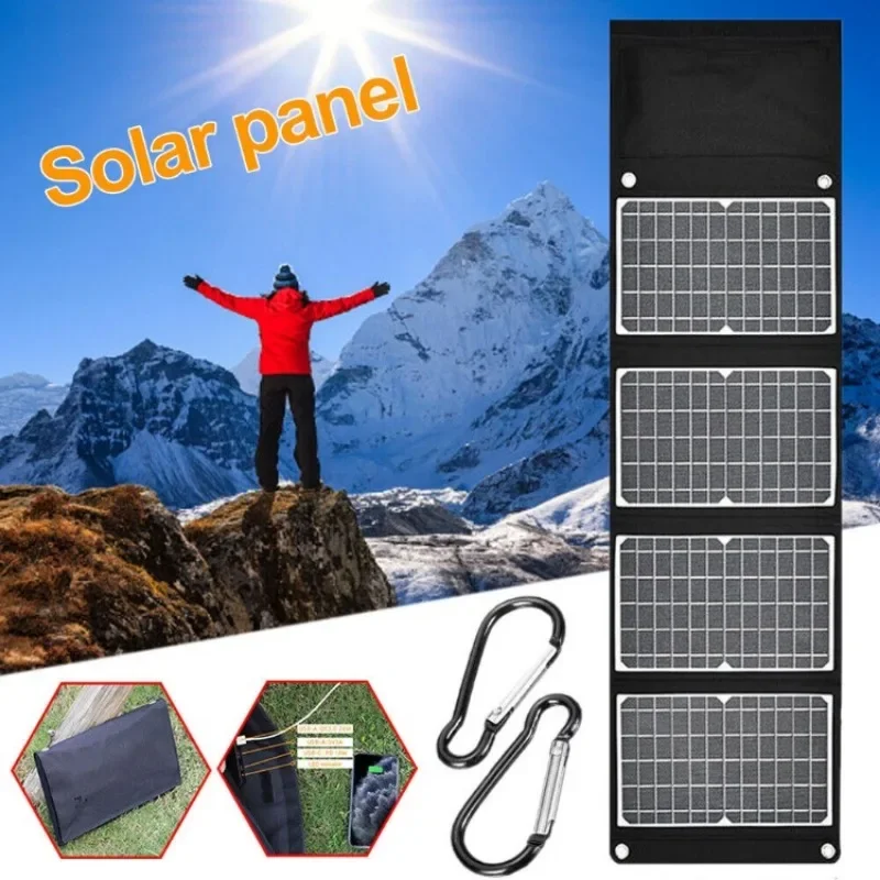 

28W Portable Solar Folding Bag Solar Panel Mobile Phone Charger Charging Board Camping USB Output Single-crystal Silicon