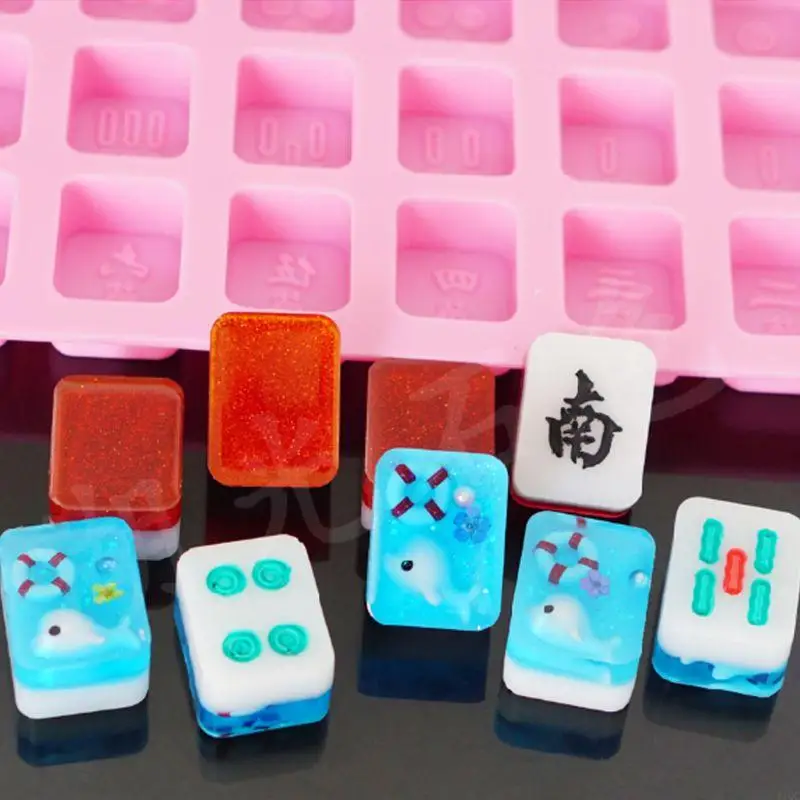 

2025 New DIY Silicone Small Mahjong Mold Crystal Drop Gel High Mirror Idea for Creative Mold Handmade Accessories Epoxy Molds
