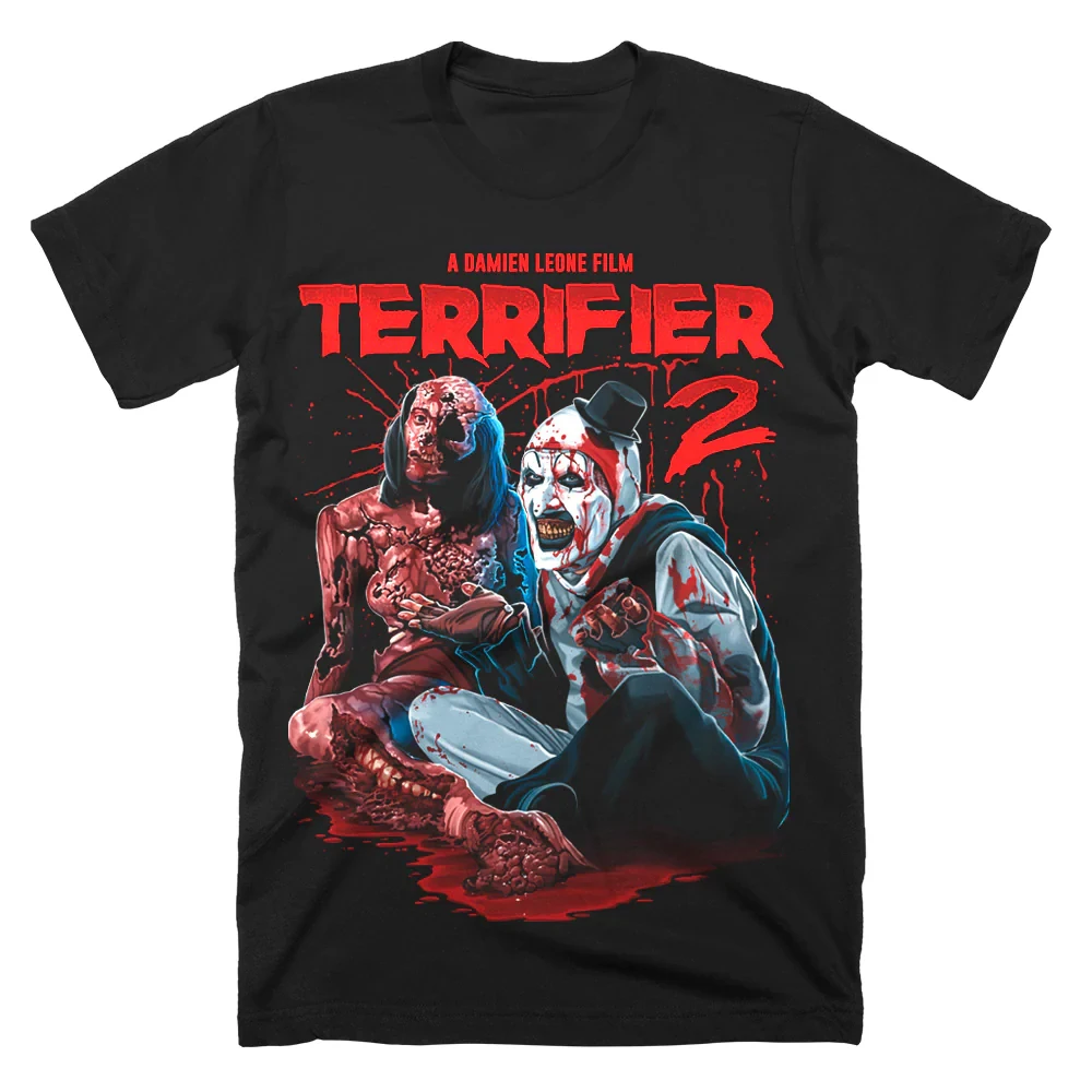 Terrifier T-Shirt Horrorfilm Halloween Merch schwarz T-Shirt Frauen Männer Rundhals ausschnitt Kurzarm Streetwear 3D Kleidung