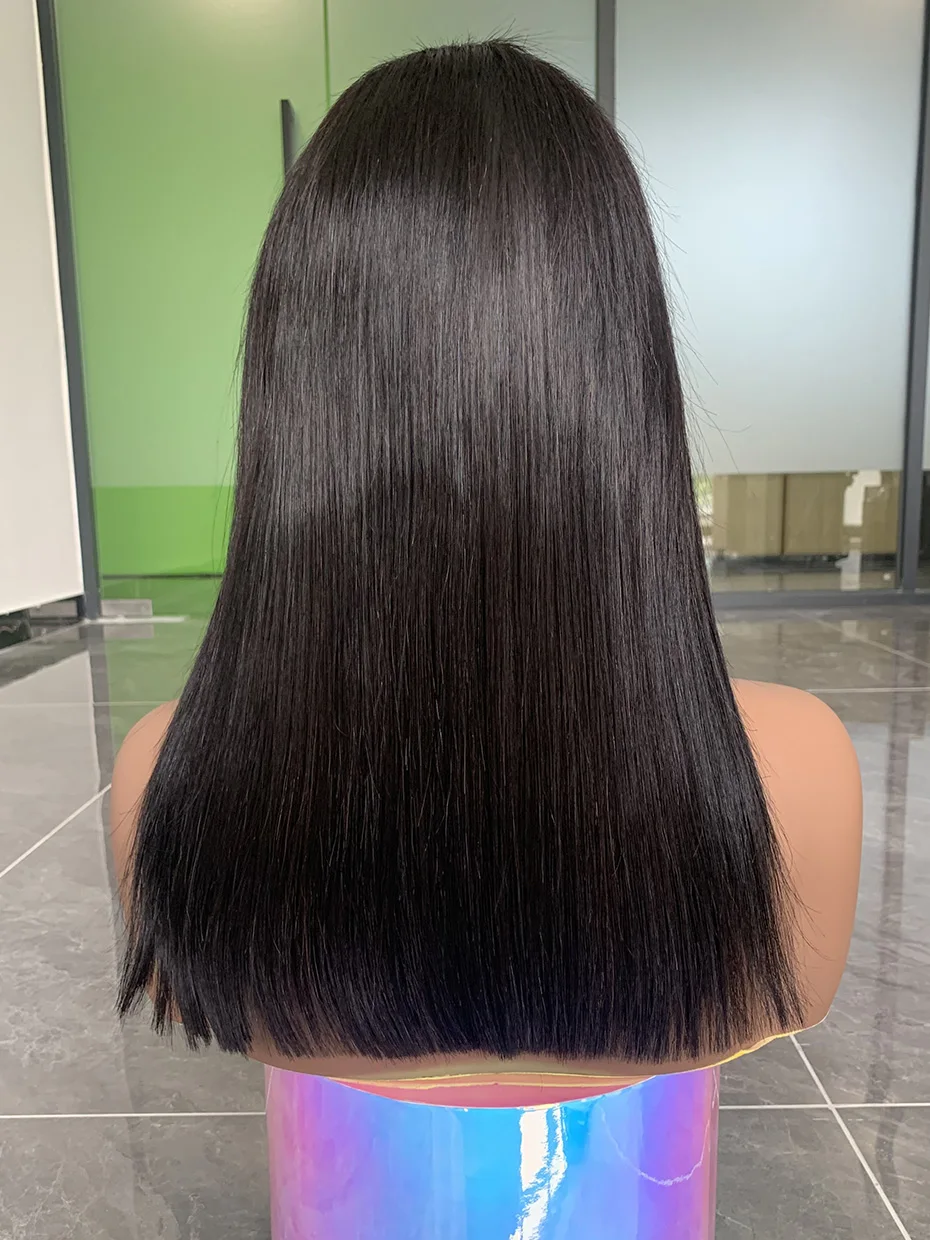 Peluca Frontal de encaje transparente vietnamita cruda virgen 250%, cabello humano 13x4 Bob, nudos blanqueados prearrancados, peluca de cabello humano para mujeres