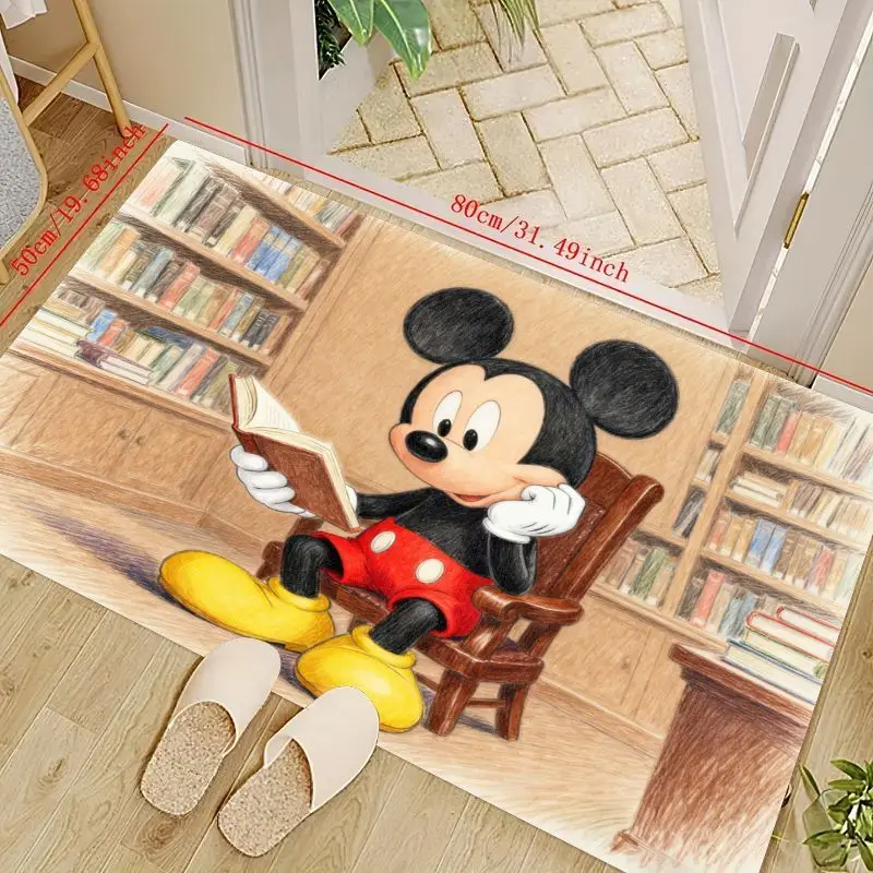 

Нескользящий напольный коврик с Микки Маусом для чтения библиотеки, мягкий и впитывающий мультяшный коврик для детской комнаты, гостиной, спальни, дома