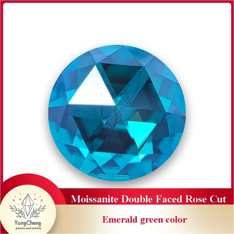 Moissanite Round Shape Double Faced Rose Cut Emerald green color Charms for DIY Jewelry Making Materials with GRA Certificate