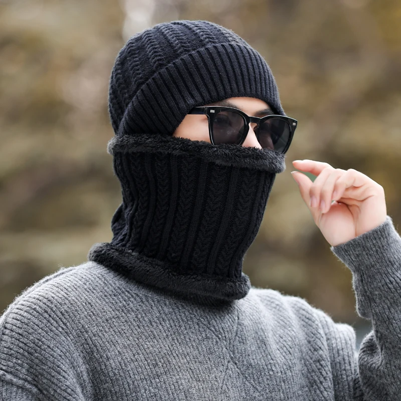 Gorros de invierno, gorro de punto para hombres y mujeres, gorro cálido de felpa, gorro para deportes de conducción al aire libre, gorro protector