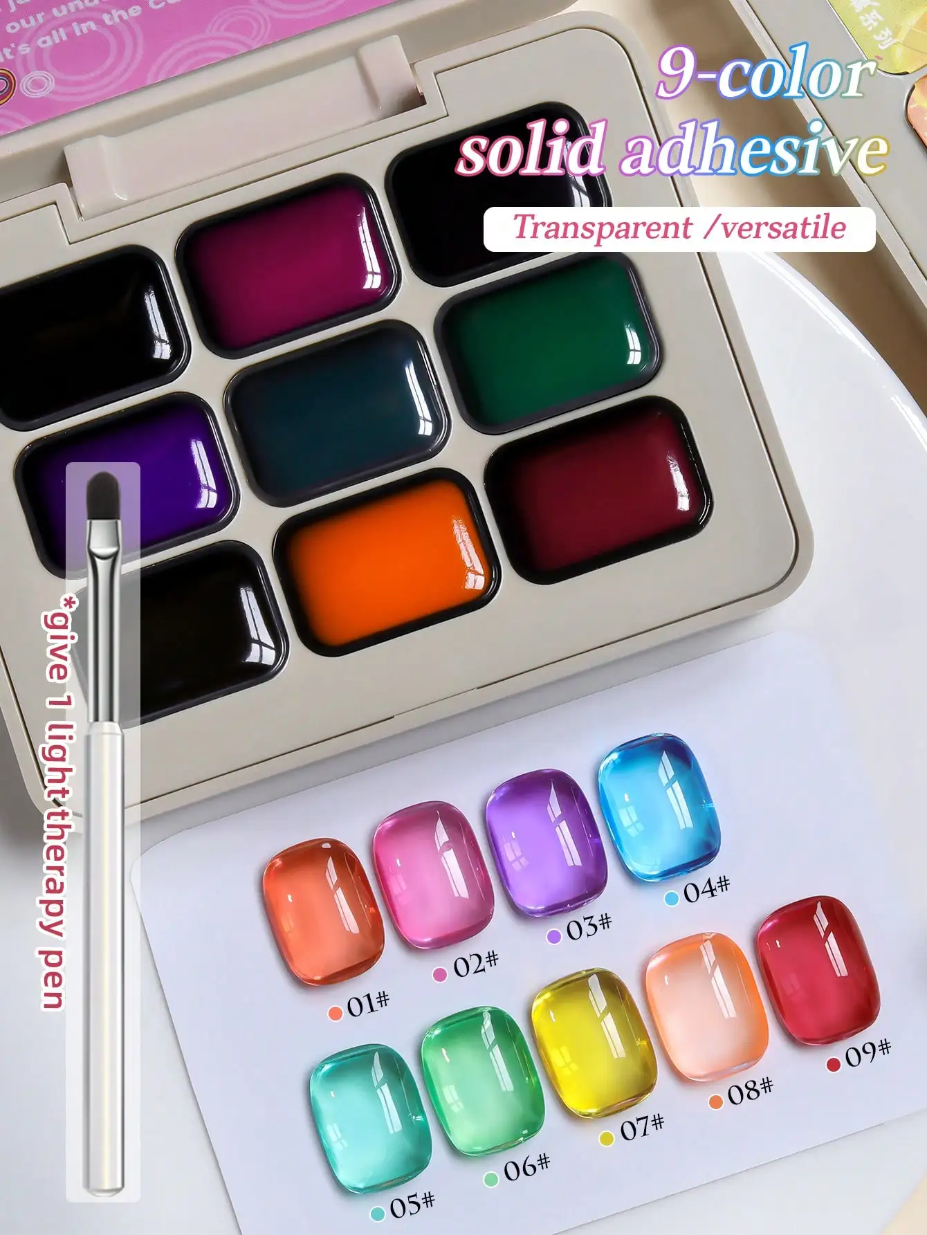 Ensemble de 9 pièces de vernis à ongles de couleur d'art d'ongle de printemps 2025, cadeau d'art d'ongle d'effet dégradé d'adhésif dur durable